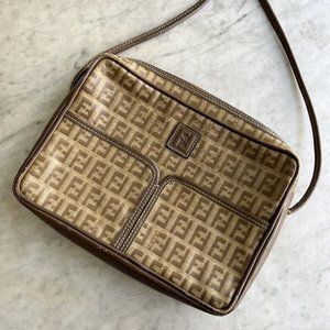 FENDI Vintage Zucchino Logo Print Crossbody Purse